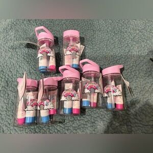 Pink and Blue skincare set with Clear Bottles